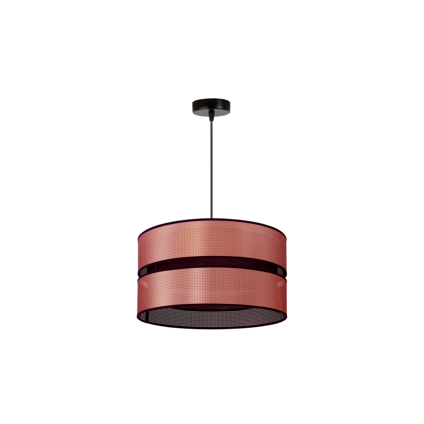Duolla - Ljuskrona med textilsladd COPPER SHINY 1xE27/15W/230V diameter 40 cm koppar/svart