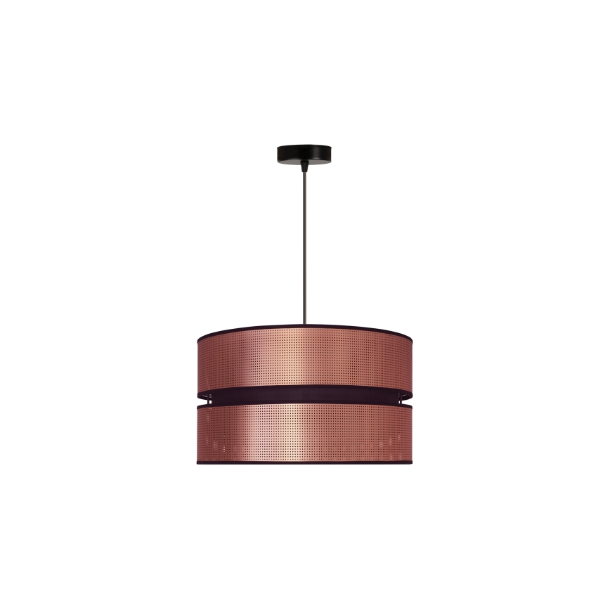 Duolla - Ljuskrona med textilsladd COPPER SHINY 1xE27/15W/230V diameter 40 cm koppar/svart