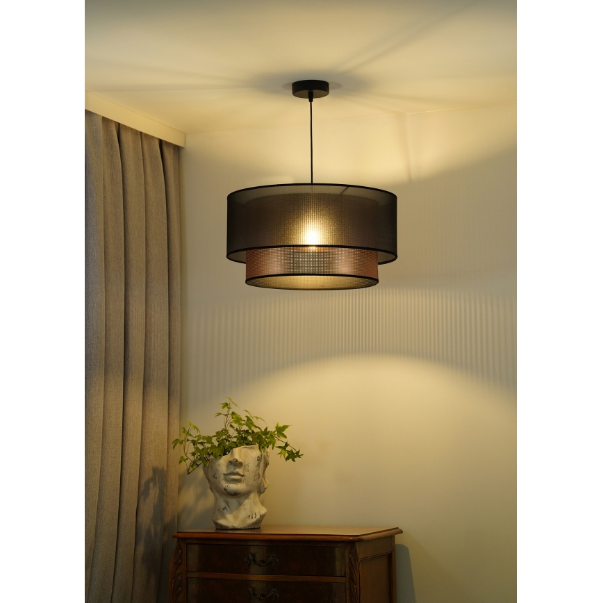 Duolla - Ljuskrona med textilsladd COPPER SHINY 1xE27/15W/230V diameter 45 cm brun/koppar