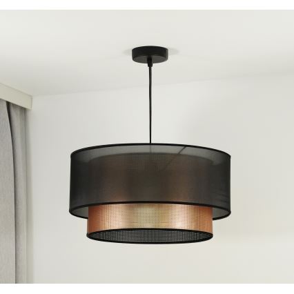 Duolla - Ljuskrona med textilsladd COPPER SHINY 1xE27/15W/230V diameter 45 cm brun/koppar