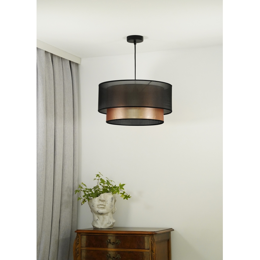 Duolla - Ljuskrona med textilsladd COPPER SHINY 1xE27/15W/230V diameter 45 cm brun/koppar