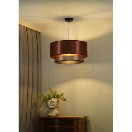 Duolla - Ljuskrona med textilsladd COPPER SHINY 1xE27/15W/230V diameter 45 cm koppar