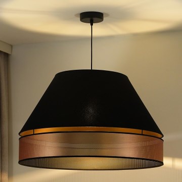 Duolla - Ljuskrona med textilsladd COPPER SHINY 1xE27/15W/230V diameter 60 cm svart/koppar