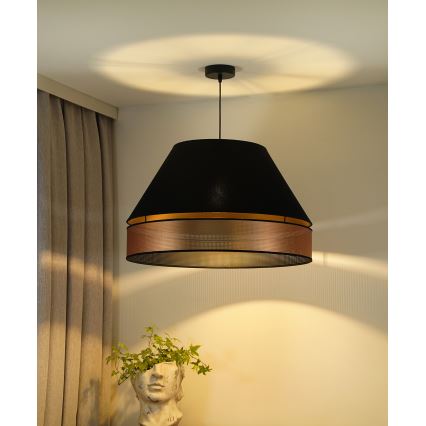 Duolla - Ljuskrona med textilsladd COPPER SHINY 1xE27/15W/230V diameter 60 cm svart/koppar