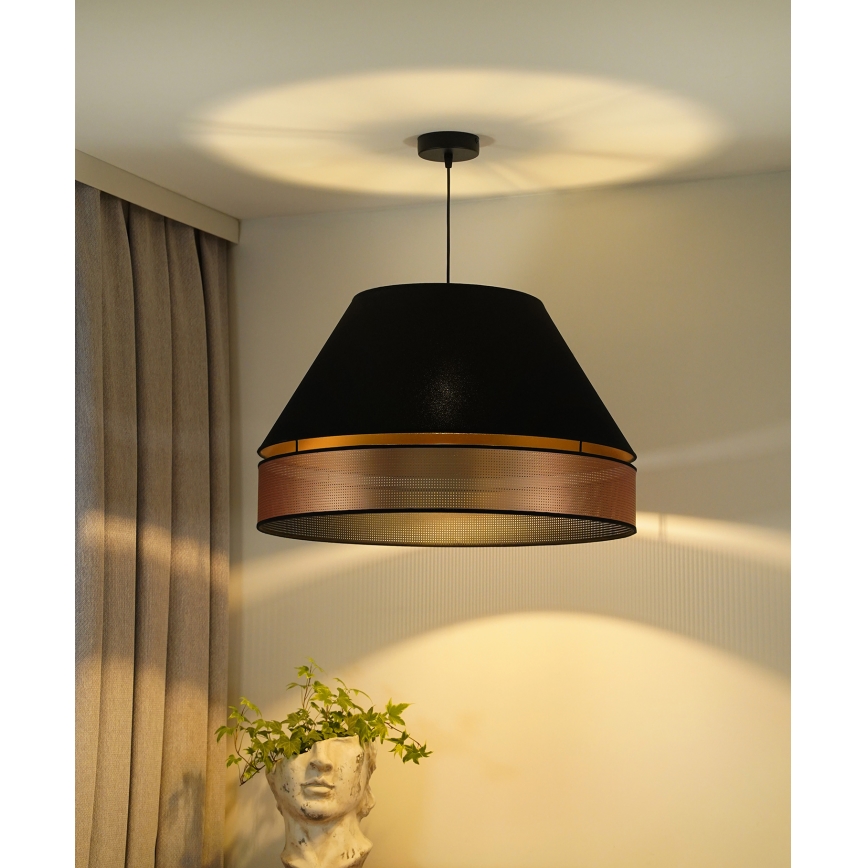 Duolla - Ljuskrona med textilsladd COPPER SHINY 1xE27/15W/230V diameter 60 cm svart/koppar