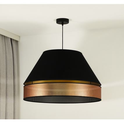 Duolla - Ljuskrona med textilsladd COPPER SHINY 1xE27/15W/230V diameter 60 cm svart/koppar