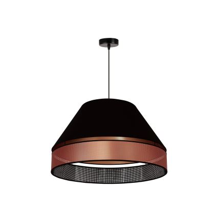 Duolla - Ljuskrona med textilsladd COPPER SHINY 1xE27/15W/230V diameter 60 cm svart/koppar