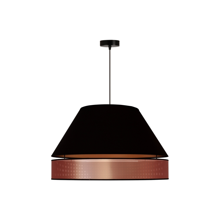 Duolla - Ljuskrona med textilsladd COPPER SHINY 1xE27/15W/230V diameter 60 cm svart/koppar