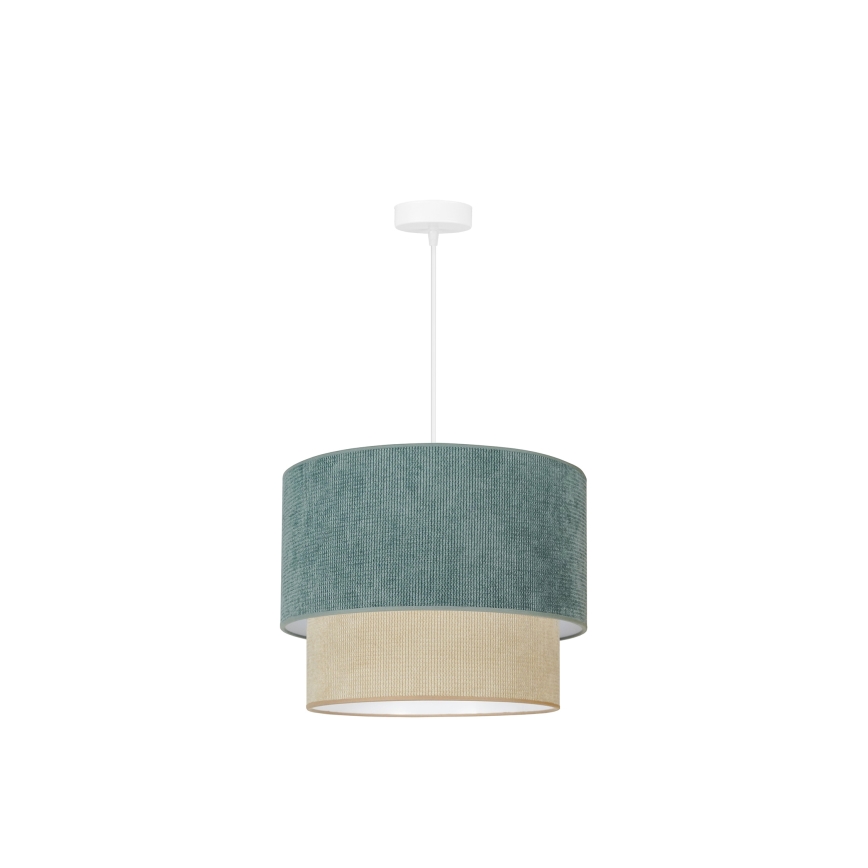 Duolla - Ljuskrona med textilsladd CORDUROY 1xE27/15W/230V diameter 40 cm blå/beige