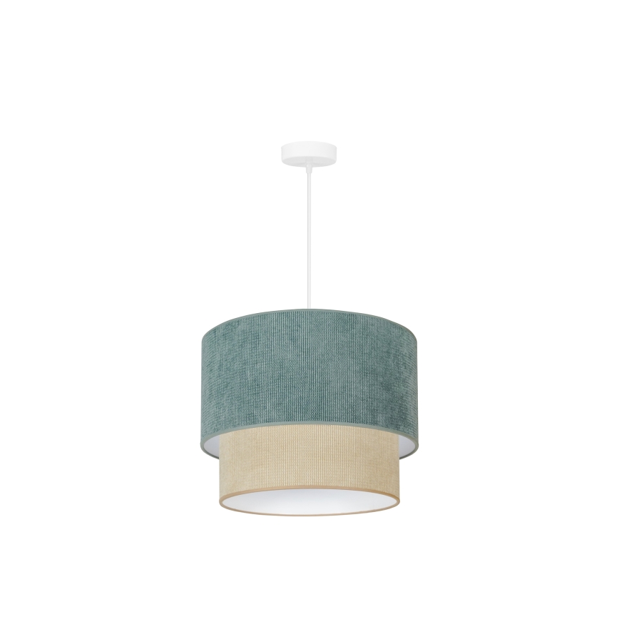 Duolla - Ljuskrona med textilsladd CORDUROY 1xE27/15W/230V diameter 40 cm blå/beige