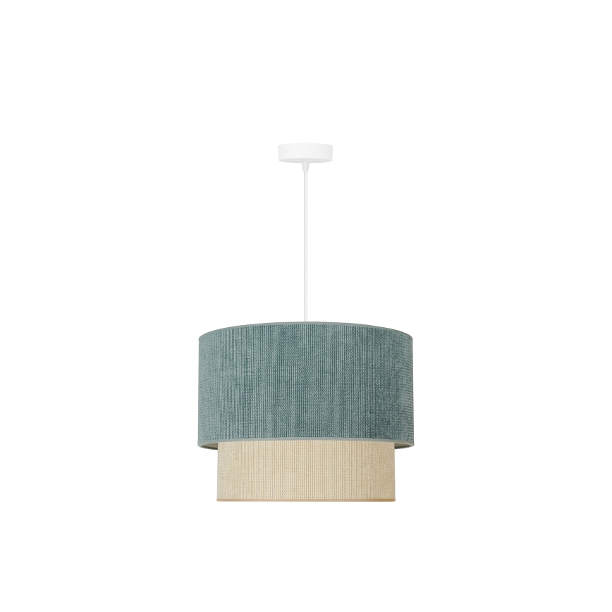 Duolla - Ljuskrona med textilsladd CORDUROY 1xE27/15W/230V diameter 40 cm blå/beige