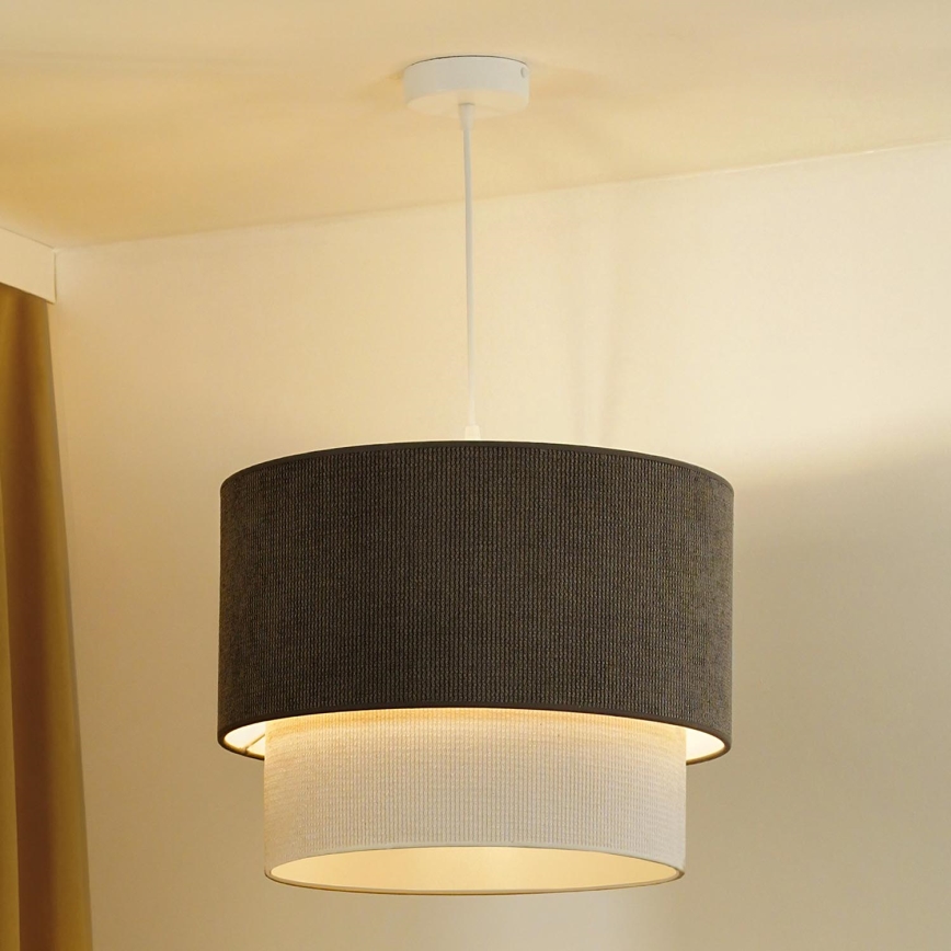 Duolla - Ljuskrona med textilsladd CORDUROY 1xE27/15W/230V diameter 40 cm brun/grädde