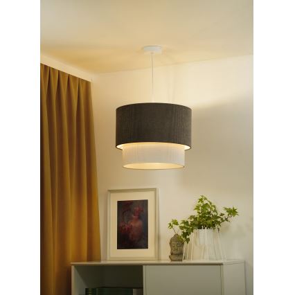 Duolla - Ljuskrona med textilsladd CORDUROY 1xE27/15W/230V diameter 40 cm brun/grädde