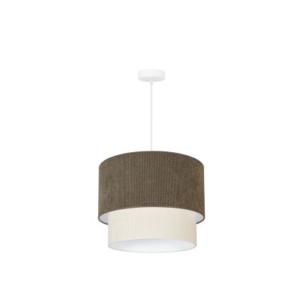 Duolla - Ljuskrona med textilsladd CORDUROY 1xE27/15W/230V diameter 40 cm brun/grädde