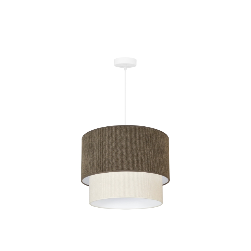 Duolla - Ljuskrona med textilsladd CORDUROY 1xE27/15W/230V diameter 40 cm brun/grädde