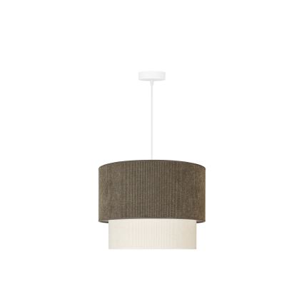 Duolla - Ljuskrona med textilsladd CORDUROY 1xE27/15W/230V diameter 40 cm brun/grädde