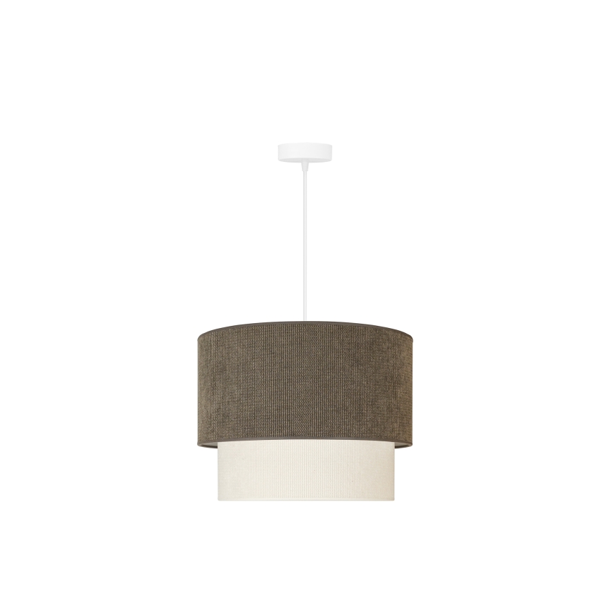 Duolla - Ljuskrona med textilsladd CORDUROY 1xE27/15W/230V diameter 40 cm brun/grädde