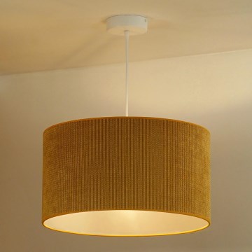 Duolla - Ljuskrona med textilsladd CORDUROY 1xE27/15W/230V diameter 40 cm gul