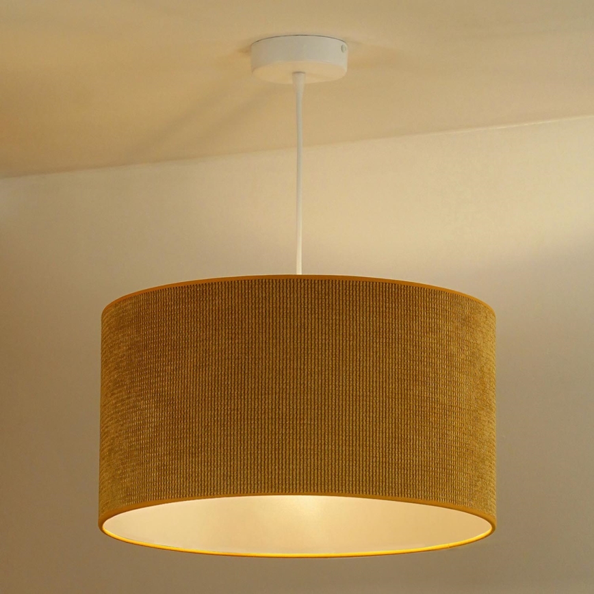 Duolla - Ljuskrona med textilsladd CORDUROY 1xE27/15W/230V diameter 40 cm gul