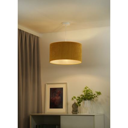 Duolla - Ljuskrona med textilsladd CORDUROY 1xE27/15W/230V diameter 40 cm gul