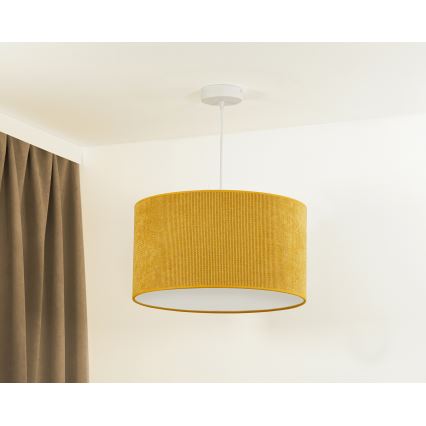 Duolla - Ljuskrona med textilsladd CORDUROY 1xE27/15W/230V diameter 40 cm gul
