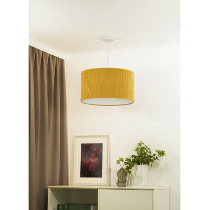 Duolla - Ljuskrona med textilsladd CORDUROY 1xE27/15W/230V diameter 40 cm gul