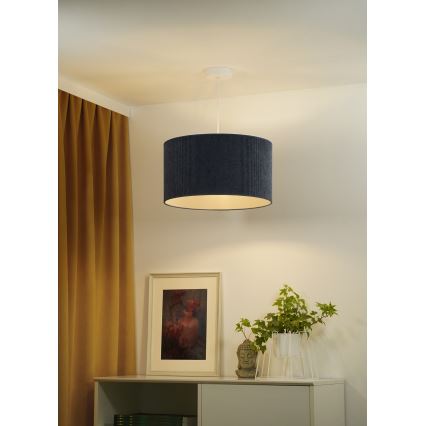 Duolla - Ljuskrona med textilsladd CORDUROY 1xE27/15W/230V diameter 40 cm mörkblå