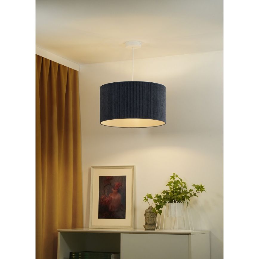 Duolla - Ljuskrona med textilsladd CORDUROY 1xE27/15W/230V diameter 40 cm mörkblå