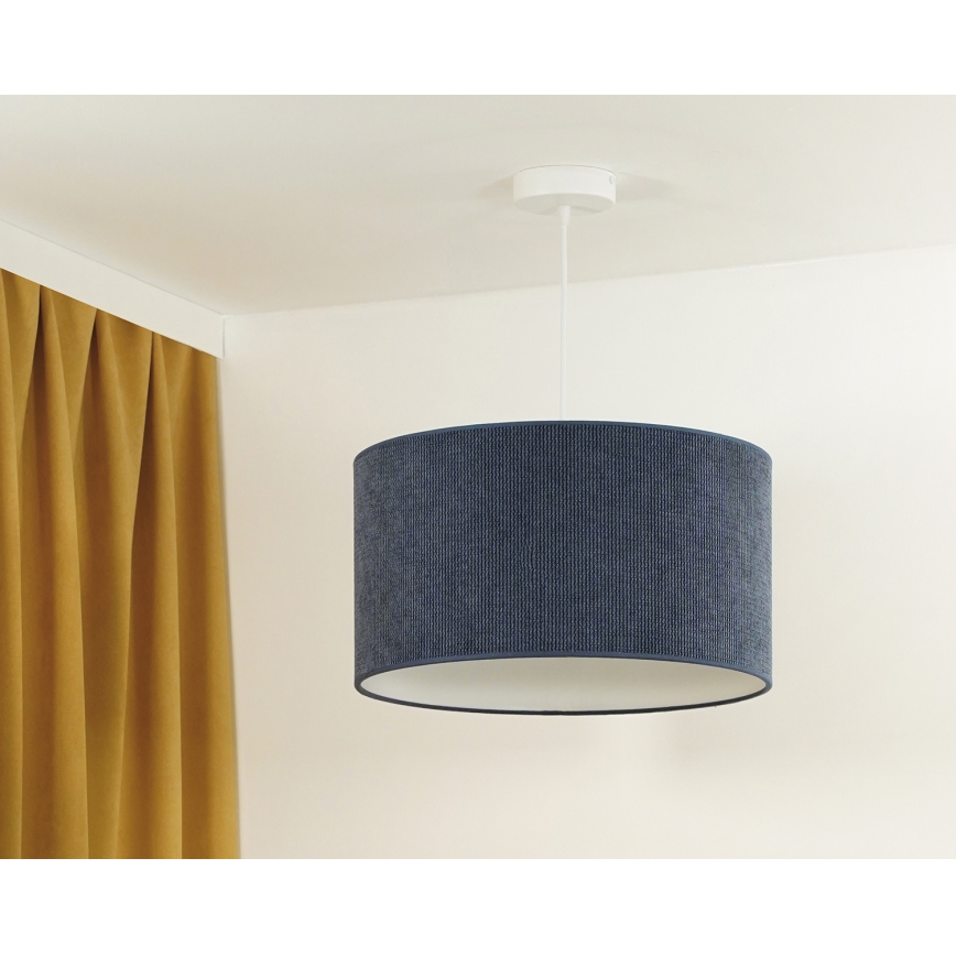 Duolla - Ljuskrona med textilsladd CORDUROY 1xE27/15W/230V diameter 40 cm mörkblå