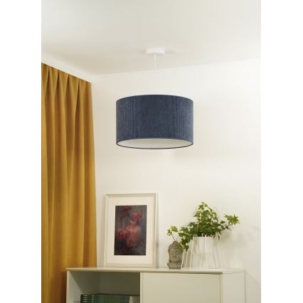 Duolla - Ljuskrona med textilsladd CORDUROY 1xE27/15W/230V diameter 40 cm mörkblå