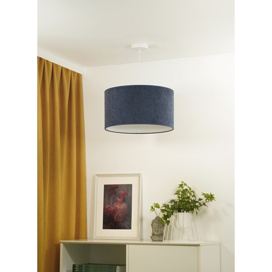 Duolla - Ljuskrona med textilsladd CORDUROY 1xE27/15W/230V diameter 40 cm mörkblå