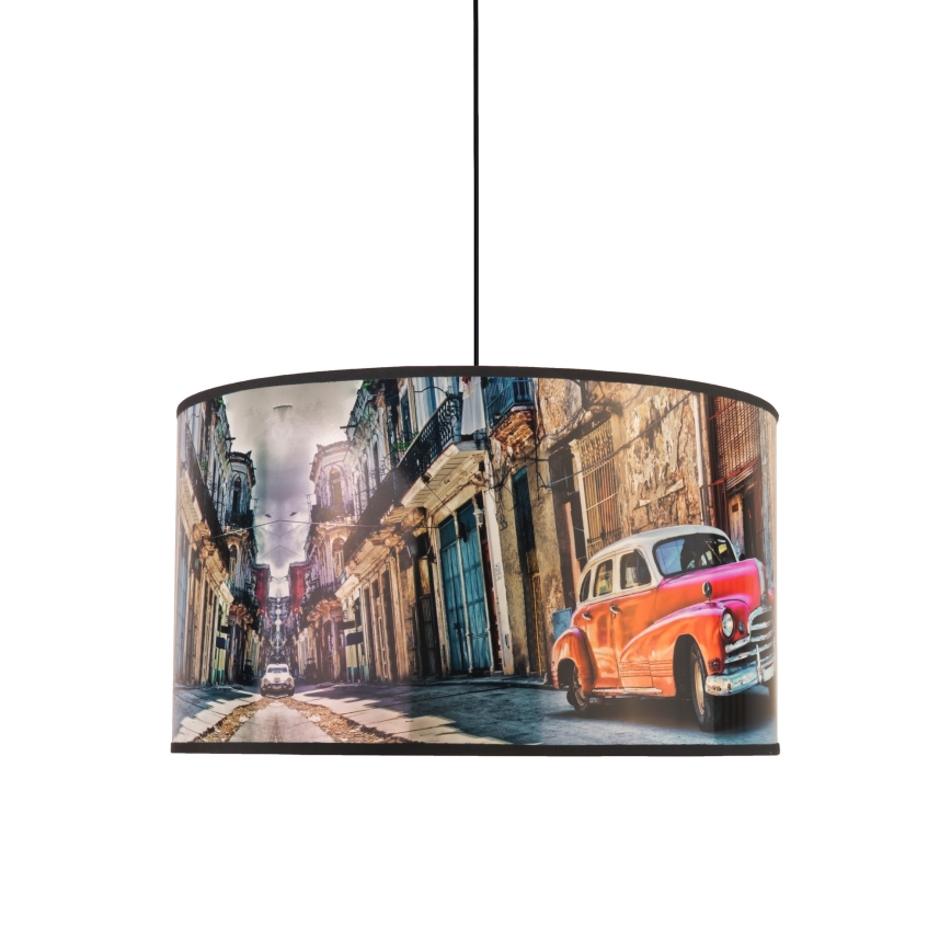 Duolla - Ljuskrona med textilsladd CUBA RÖD 1xE27/15W/230V diameter 35 cm