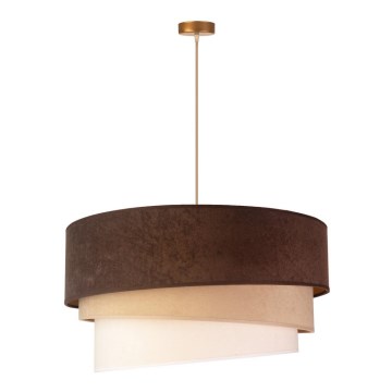 Duolla - Ljuskrona med textilsladd DEVON 1xE27/40W/230V diameter 45 cm brun/beige