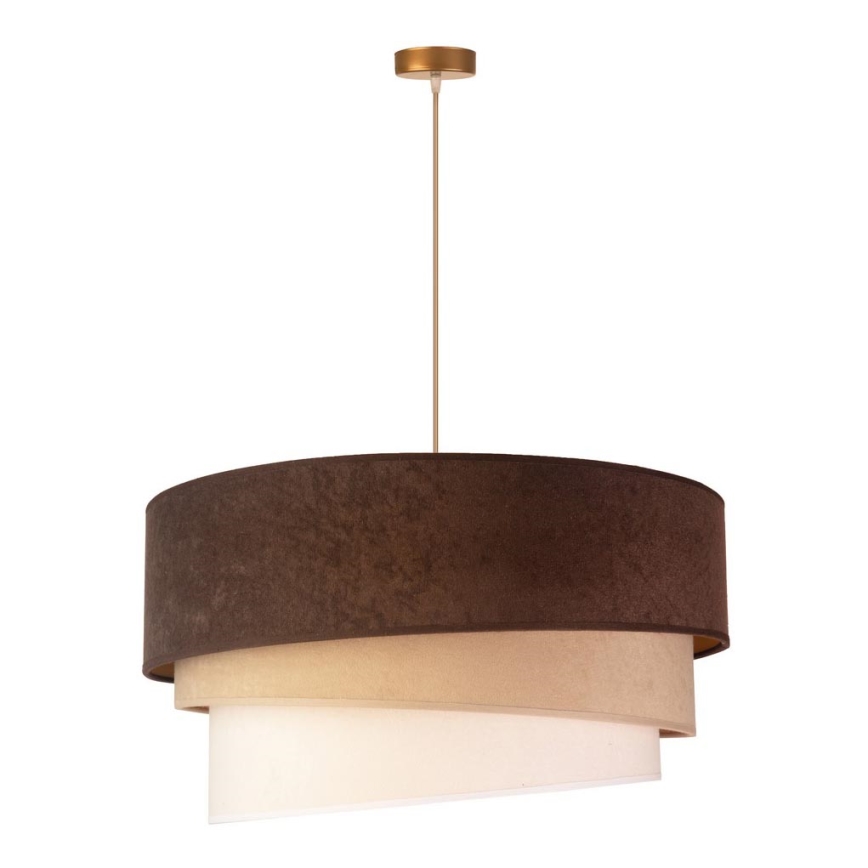 Duolla - Ljuskrona med textilsladd DEVON 1xE27/40W/230V diameter 45 cm brun/beige