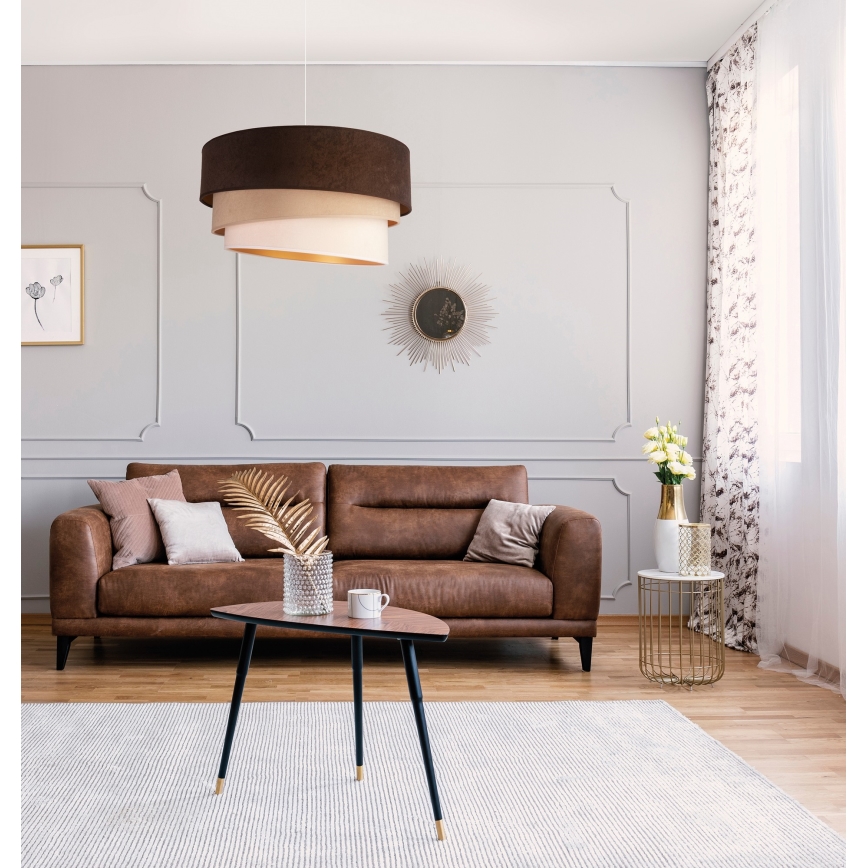 Duolla - Ljuskrona med textilsladd DEVON 1xE27/40W/230V diameter 45 cm brun/beige
