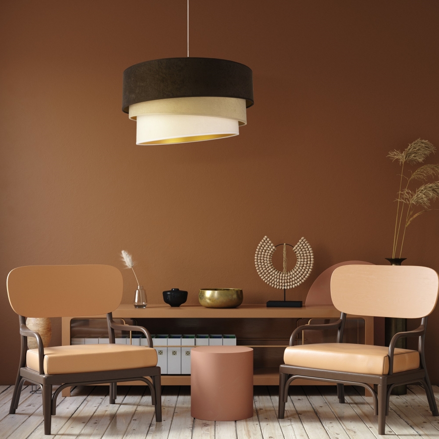 Duolla - Ljuskrona med textilsladd DEVON 1xE27/40W/230V diameter 45 cm brun/beige