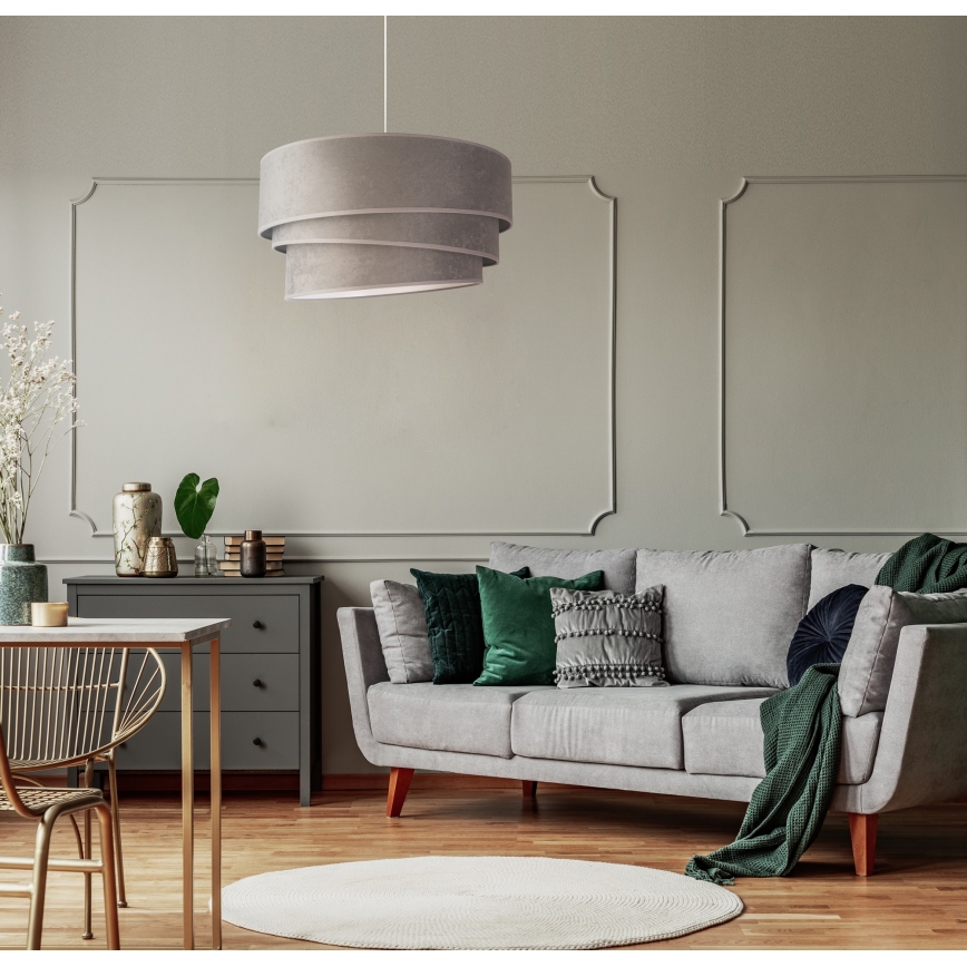 Duolla - Ljuskrona med textilsladd DEVON 1xE27/40W/230V diameter 45 cm grå