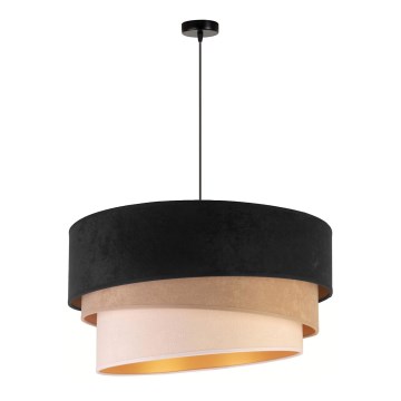 Duolla - Ljuskrona med textilsladd DEVON 1xE27/40W/230V diameter 45 cm svart/beige