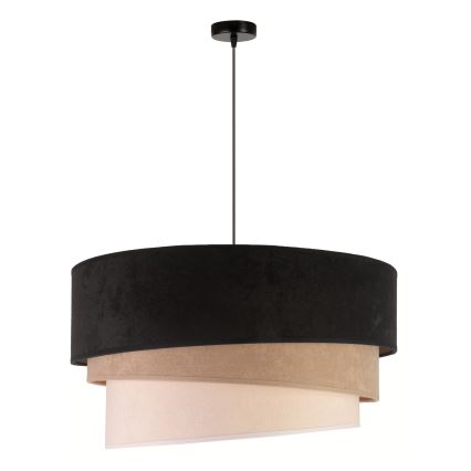 Duolla - Ljuskrona med textilsladd DEVON 1xE27/40W/230V diameter 45 cm svart/beige