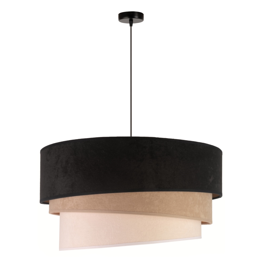 Duolla - Ljuskrona med textilsladd DEVON 1xE27/40W/230V diameter 45 cm svart/beige