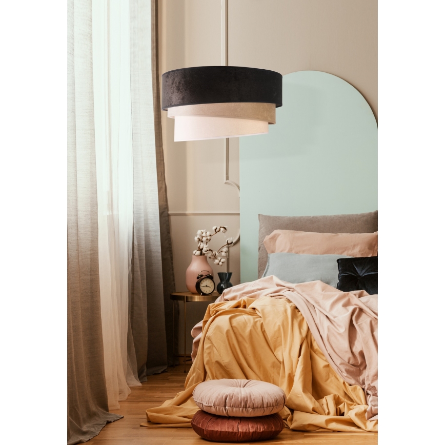 Duolla - Ljuskrona med textilsladd DEVON 1xE27/40W/230V diameter 45 cm svart/beige