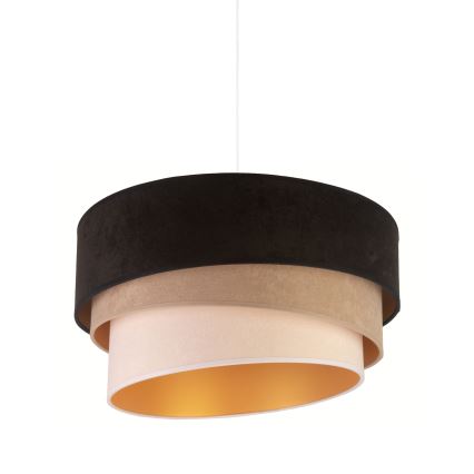 Duolla - Ljuskrona med textilsladd DEVON 1xE27/40W/230V diameter 45 cm svart/beige