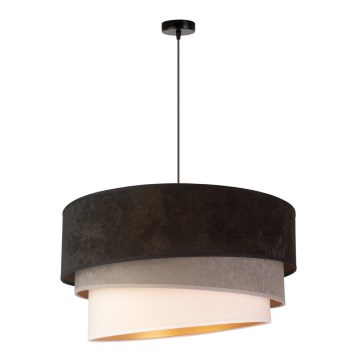 Duolla - Ljuskrona med textilsladd DEVON 1xE27/40W/230V diameter 45 cm svart/grå/beige