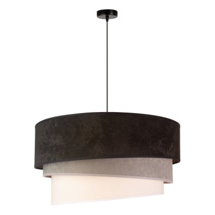 Duolla - Ljuskrona med textilsladd DEVON 1xE27/40W/230V diameter 45 cm svart/grå/beige