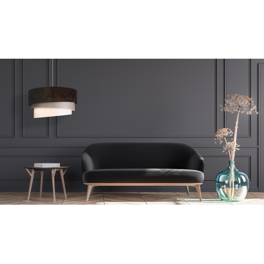 Duolla - Ljuskrona med textilsladd DEVON 1xE27/40W/230V diameter 45 cm svart/grå/beige