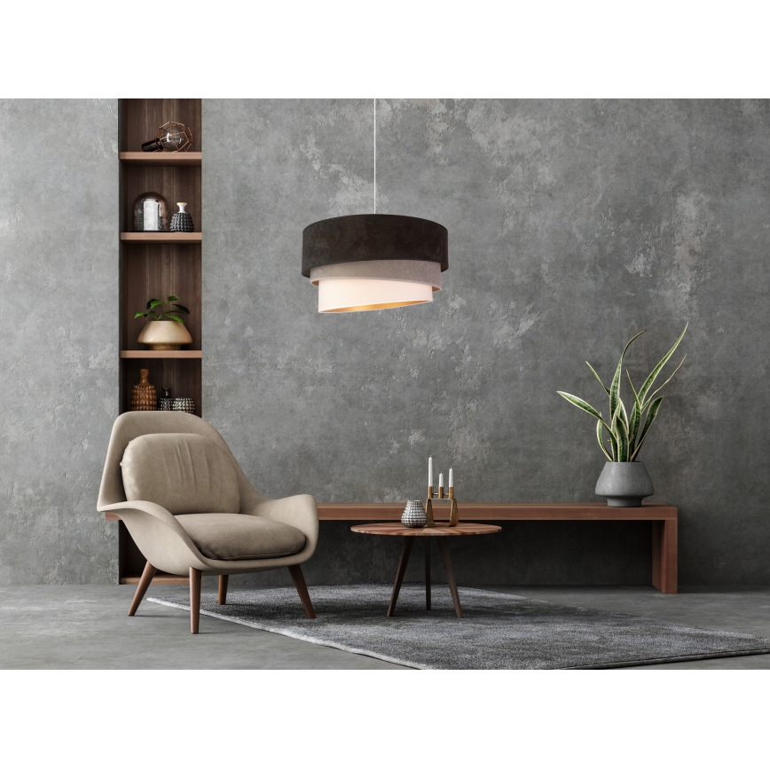 Duolla - Ljuskrona med textilsladd DEVON 1xE27/40W/230V diameter 45 cm svart/grå/beige