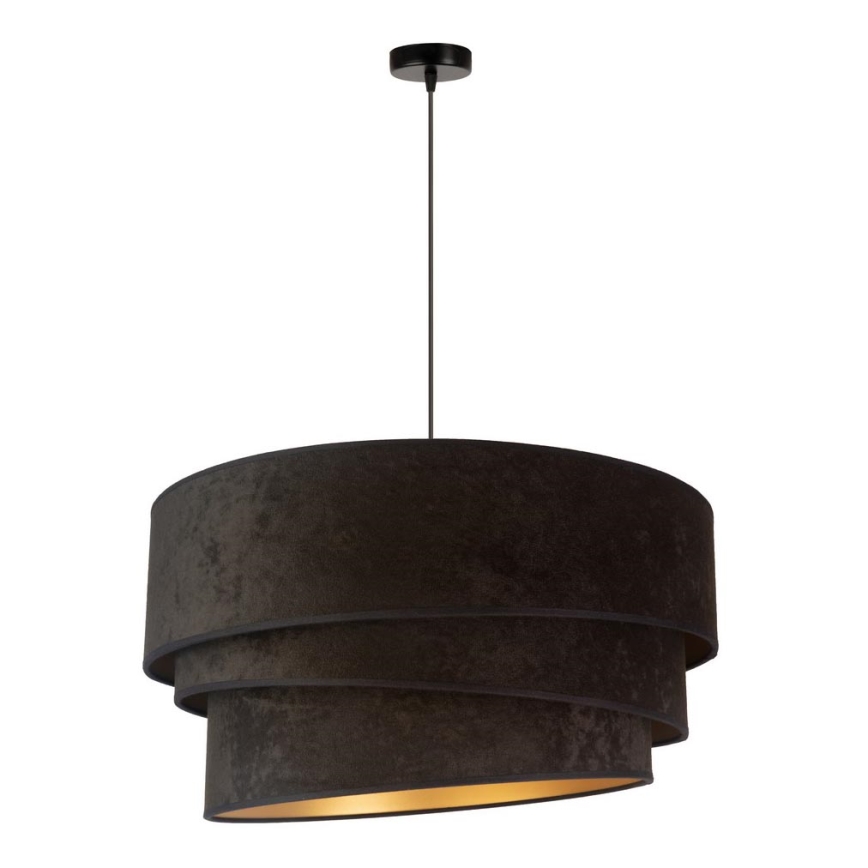 Duolla - Ljuskrona med textilsladd DEVON 1xE27/40W/230V diameter 45 cm svart/guld