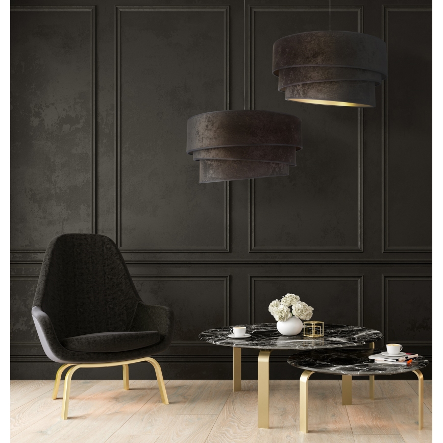 Duolla - Ljuskrona med textilsladd DEVON 1xE27/40W/230V diameter 45 cm svart/guld