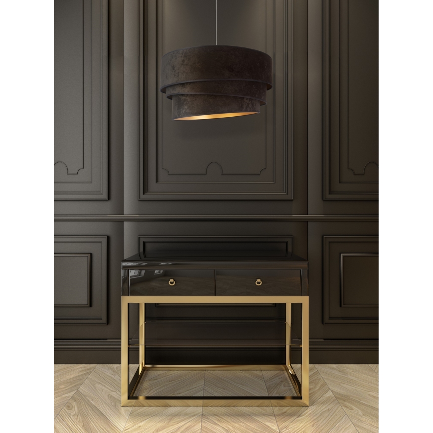 Duolla - Ljuskrona med textilsladd DEVON 1xE27/40W/230V diameter 45 cm svart/guld