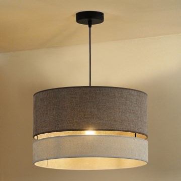 Duolla - Ljuskrona med textilsladd DOUBLE 1xE27/15W/230V diameter 40 cm brun/grå